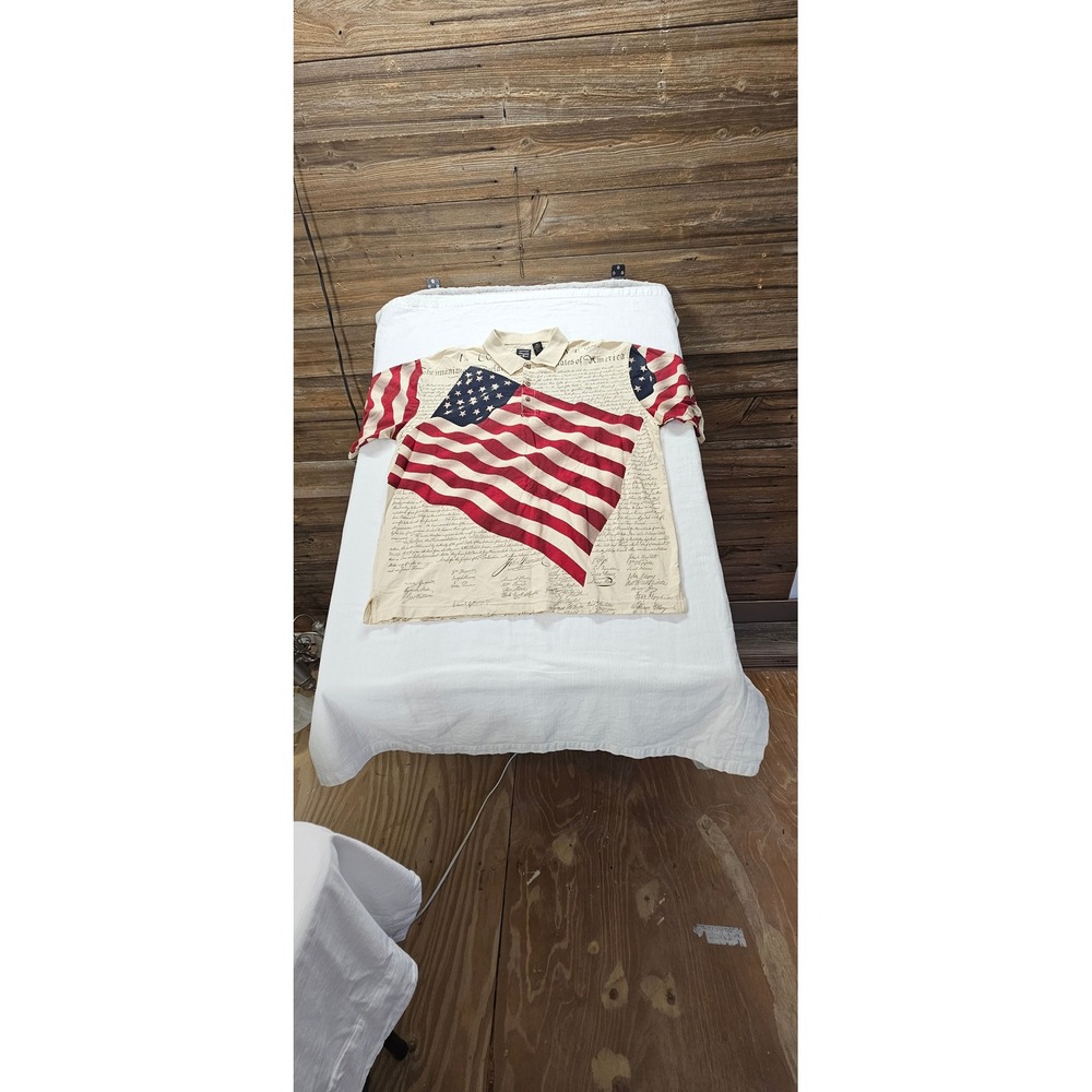Cotton Traders Sport Mens XL American Flag Declaration of Independence Shirt